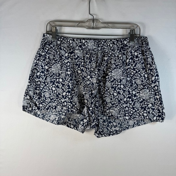 Vineyard Vines Pants - Vineyard Vines Navy Blue White Floral Cotton Elastic Waist Pull On Shorts L